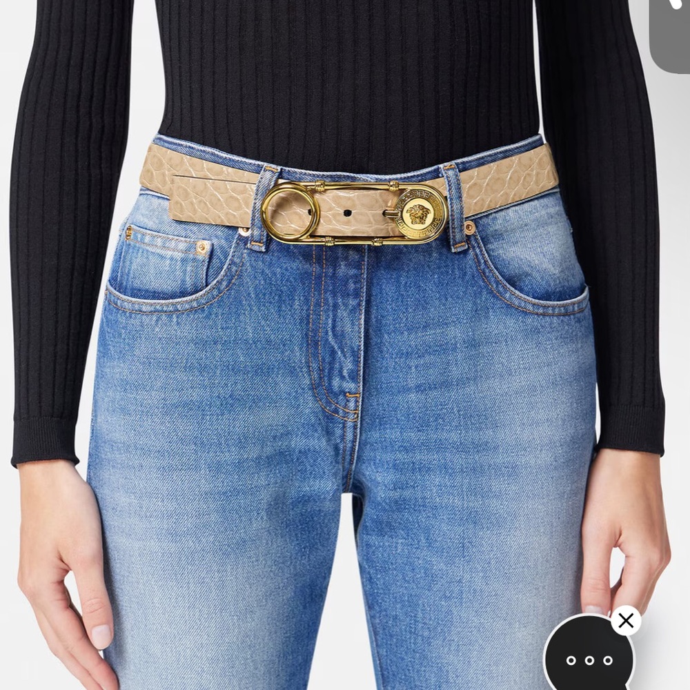 Versace SAFETY PIN CROC-EFFECT BELT 3 CM